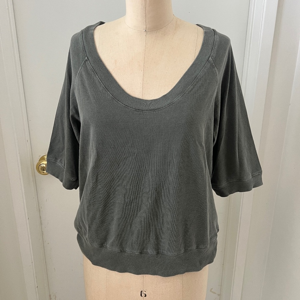 V-Scoop Neck Grey Green Top